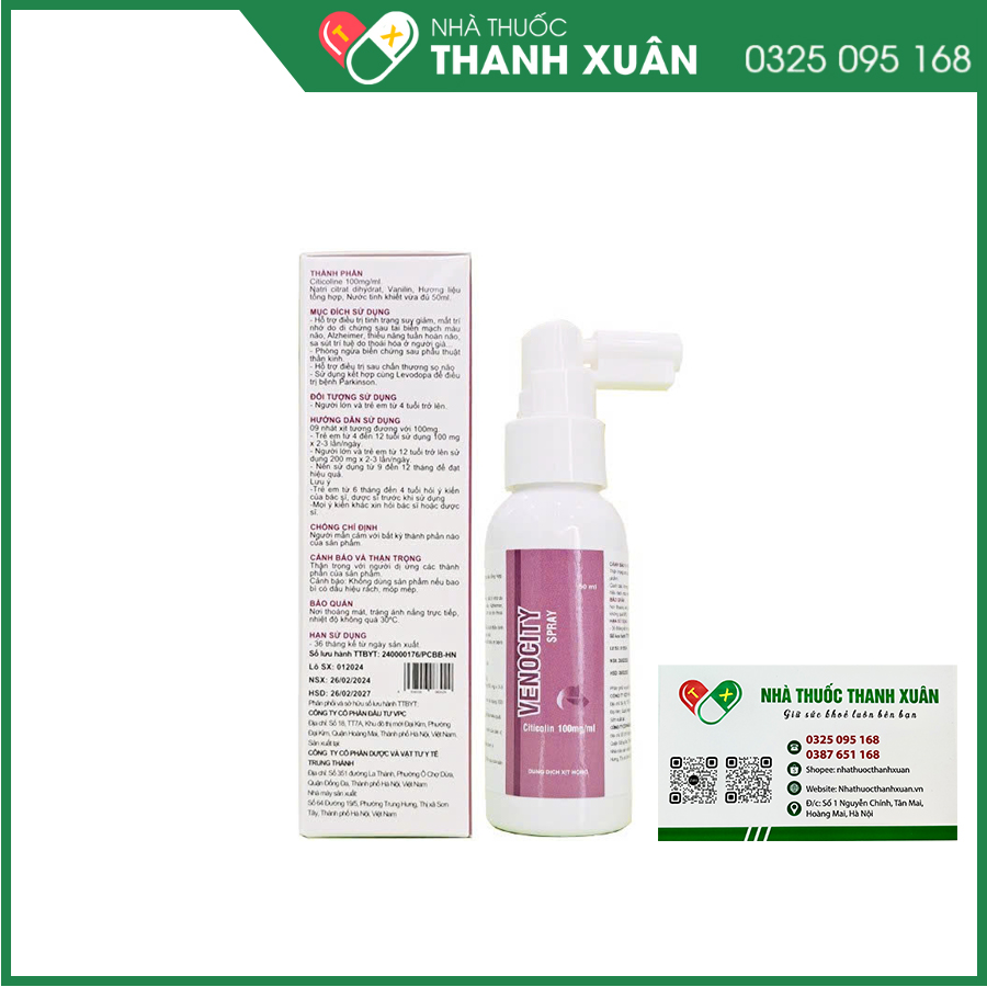 Venocity Spray hỗ trợ tình trạng suy giảm trí nhớ, phòng ngừa biến chứng phẫu thuật thần kinh